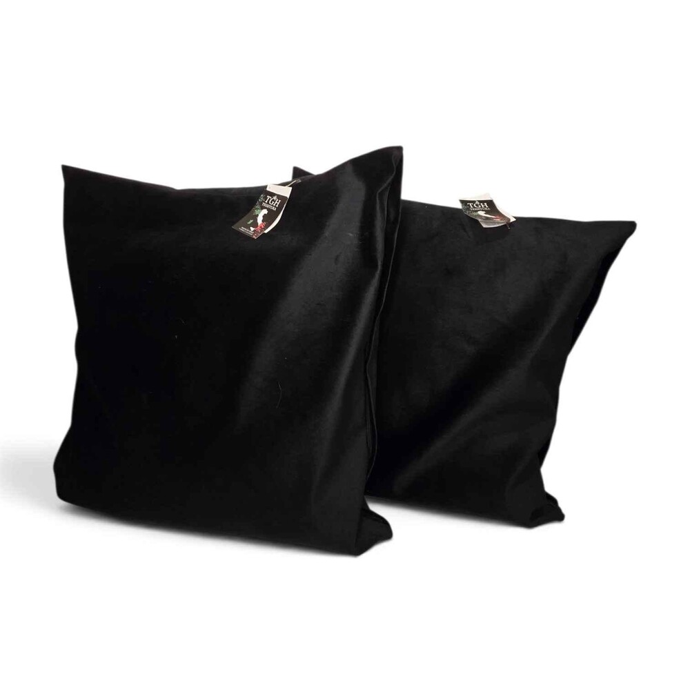 TGH Tessitura Black Velvet Decorative Pillows Set of 2 Free Shipping